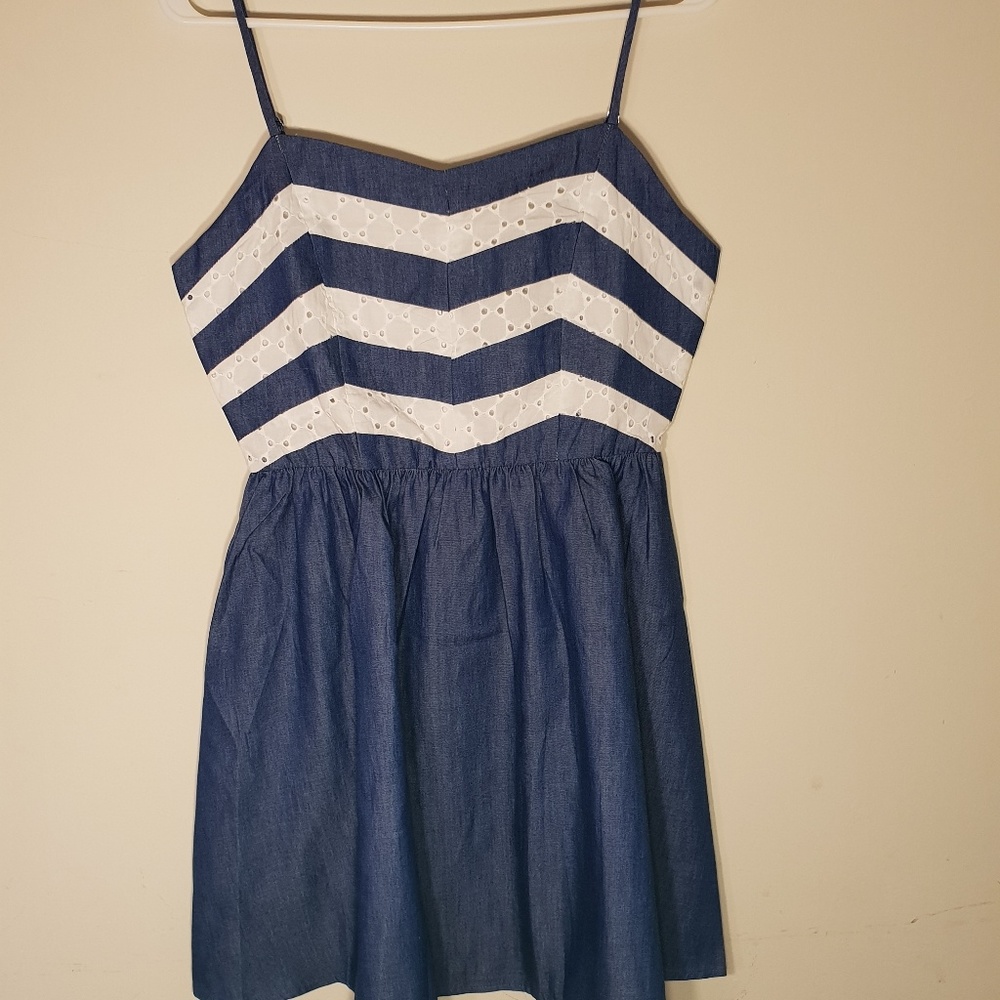 New White/blue spaghetti strap dress